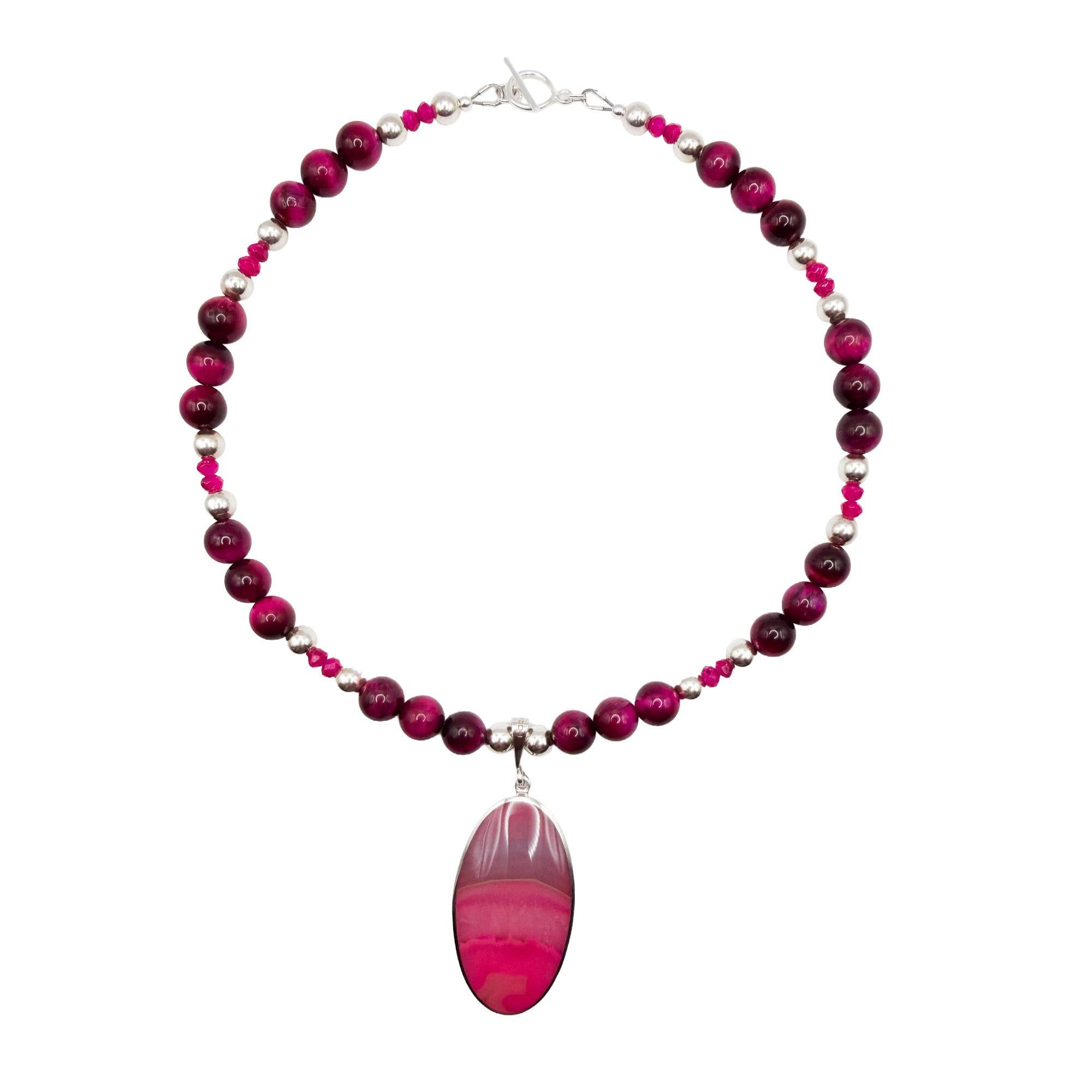 Pink Agate Pendant Necklace