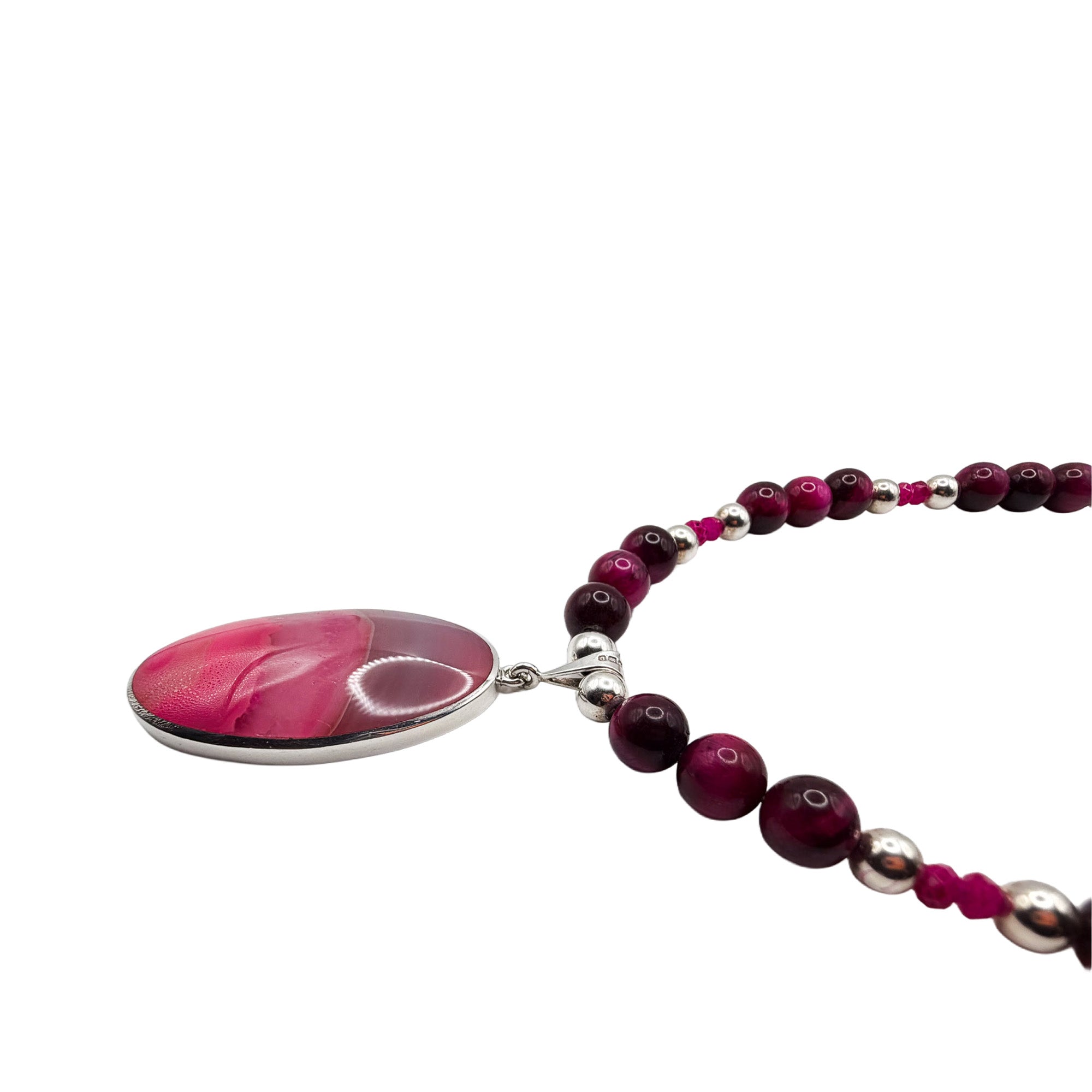 Pink Agate Pendant Necklace