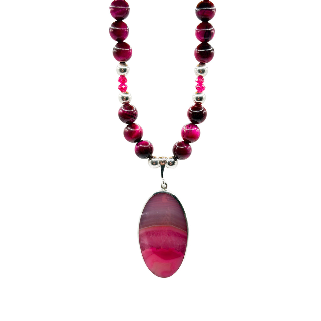 Pink Agate Pendant Necklace