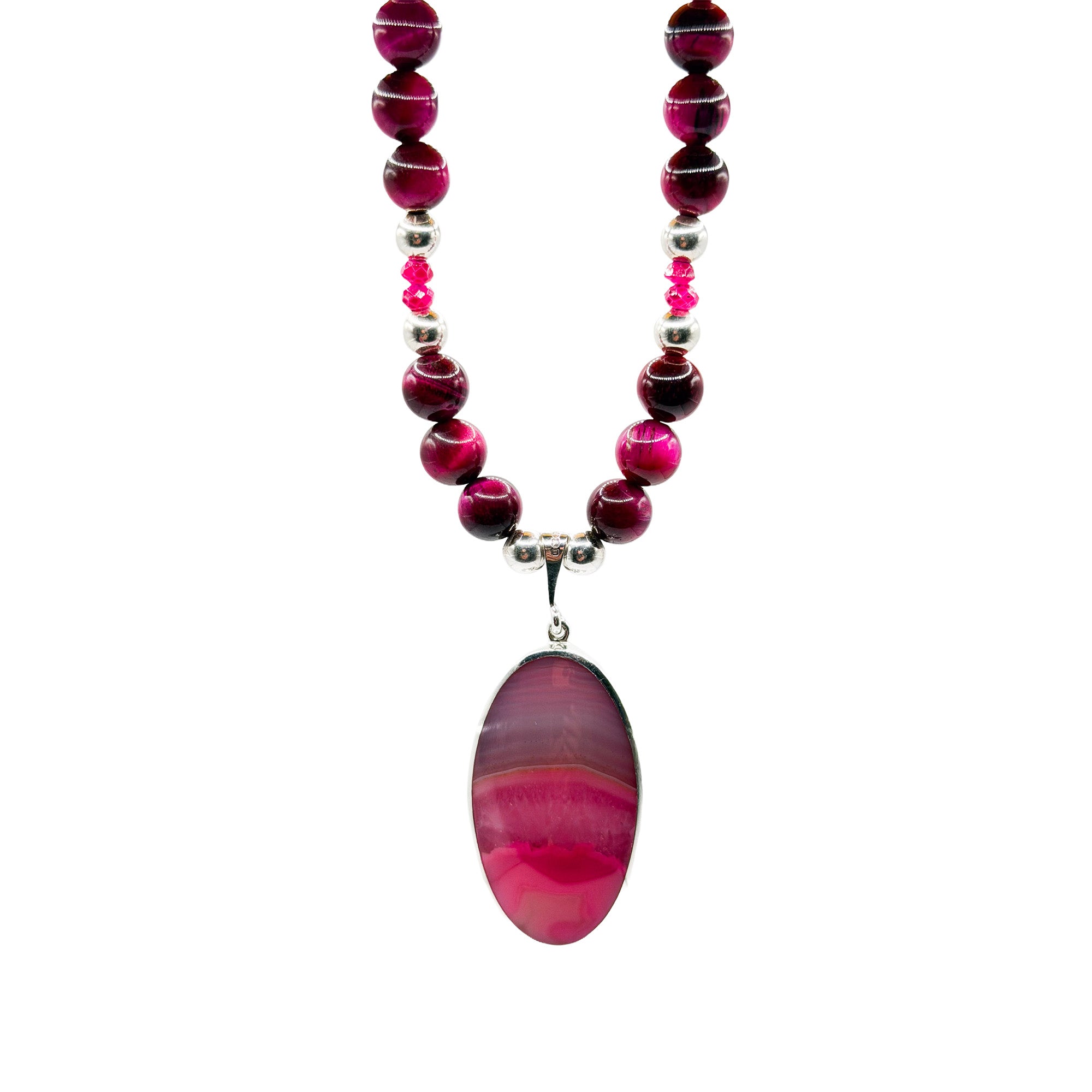 Pink Agate Pendant Necklace